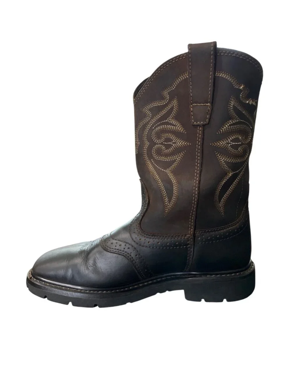 Lincoln Outfitters Men 9W Boots Western Work Brown Leather Square Soft Toe L9C12